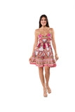 Pink Tropical Print Summer Dress- 26443
