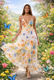 Butterfly Garden Floral Maxi Dress - AKC-31808