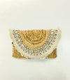 Jute Clutch With Shells and Coins