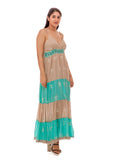 Ivory and green lace maxi