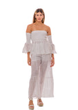 White strapless  Boho Pant set
