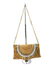 BG-01-1055 Natural Jute Clutch With Shells and Leaves.