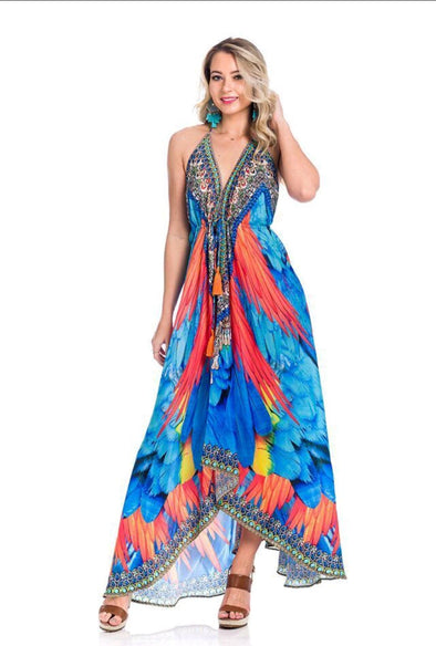 Cruise Dress, Feather Print