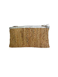 BG-01-1167 Silver Jute Clutch With Shells and Leaves