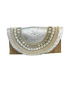 BG-01-1105 Silver Jute Clutch With Shells and Coins