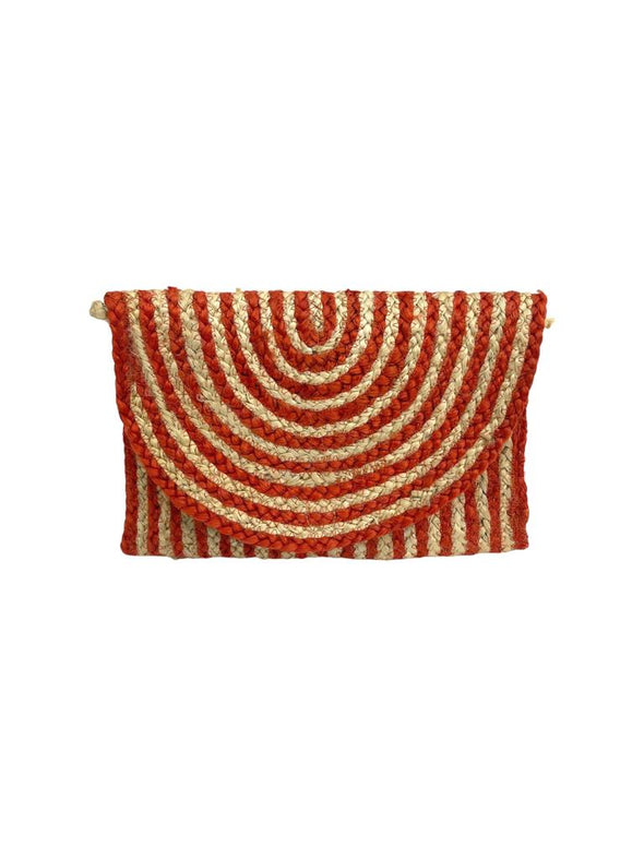 BG-01-1089 Burnt Orange Jute Clutch