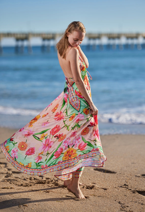 695  Halter ombre blush  hawaii dress