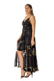 2023 NEW COLLECTION AK 886 black high low viscose dress - NEW ARRIVAL