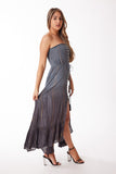 Gray shaded strapless dress