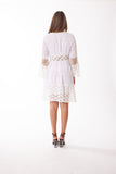 Classy women's dress, white and lace dress