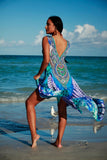 Sea blue high low dress.
