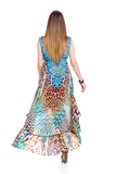 659 Animal print high low dress