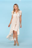 Sexy High low dress, off white with glitz