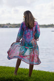 #690 Ombre pink and blue duster