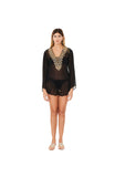Black Long Sleeve Embellished Tunic