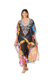257 Bird Print Long kaftan