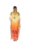 289 Orange Animal Print long kaftan
