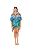 325 Peacock Multicolor Print Short kaftan