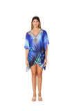 368 Leaf Multicolor Print Short kaftan
