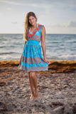 CH-18 Blue/Orange Lace Dress New Arrival