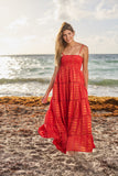 #20441 coral red  cotton dress