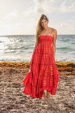 #20441 coral red  cotton dress