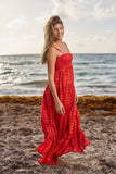 #20441 coral red  cotton dress