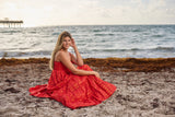 #20441 coral red  cotton dress