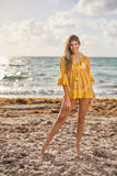 AJ403 Yellow Lace Dress New Arrival 2023