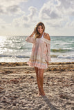 CS-130 Pastel pink boho mini dress - 2023 collection