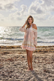 CS-130 Pastel pink boho mini dress - 2023 collection
