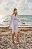 2020-w052  Lace white cotton off the shoulder dress, 2023