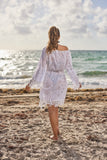 2020-w052  Lace white cotton off the shoulder dress, 2023