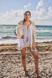 18-294 Ivory mini dress with Tassel