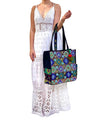 SB-005 Black/Multicolor Embroidered Tote BACK IN STOCK