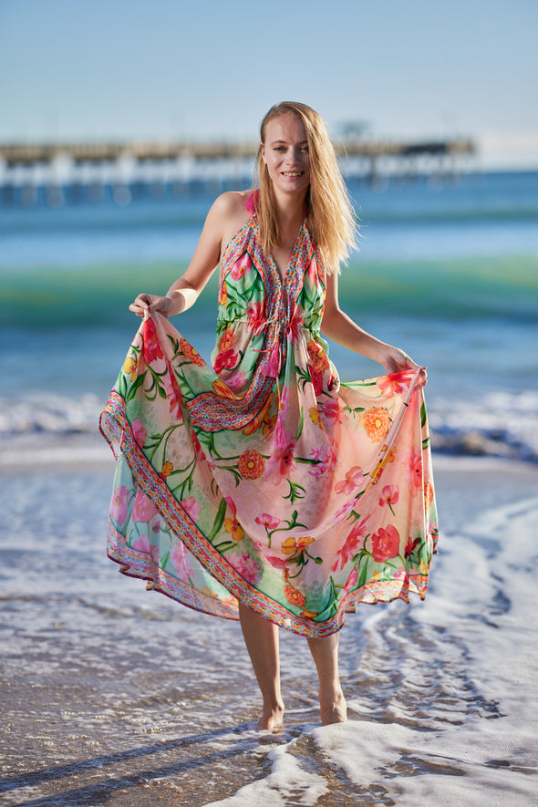 695  Halter ombre blush  hawaii dress