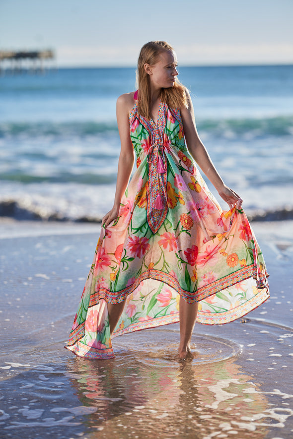 695  Halter ombre blush  hawaii dress