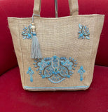 Turquoise Stones Jute Bag  New Arrivals
