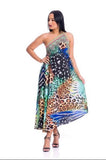 Animal print green three way dress