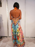 655 Floral  Halter Hawaii dress