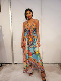 655 Floral  Halter Hawaii dress