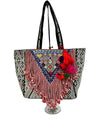 SB-2011 Multicolor Embroidered Tote with Fringes