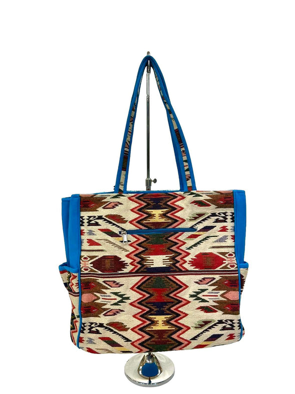 SB-009 Blue Embroidered Tote BACK IN STOCK